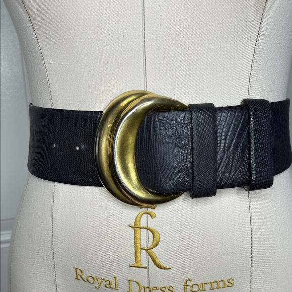 Vintage Donna Karan wide textured leather belt main image 5